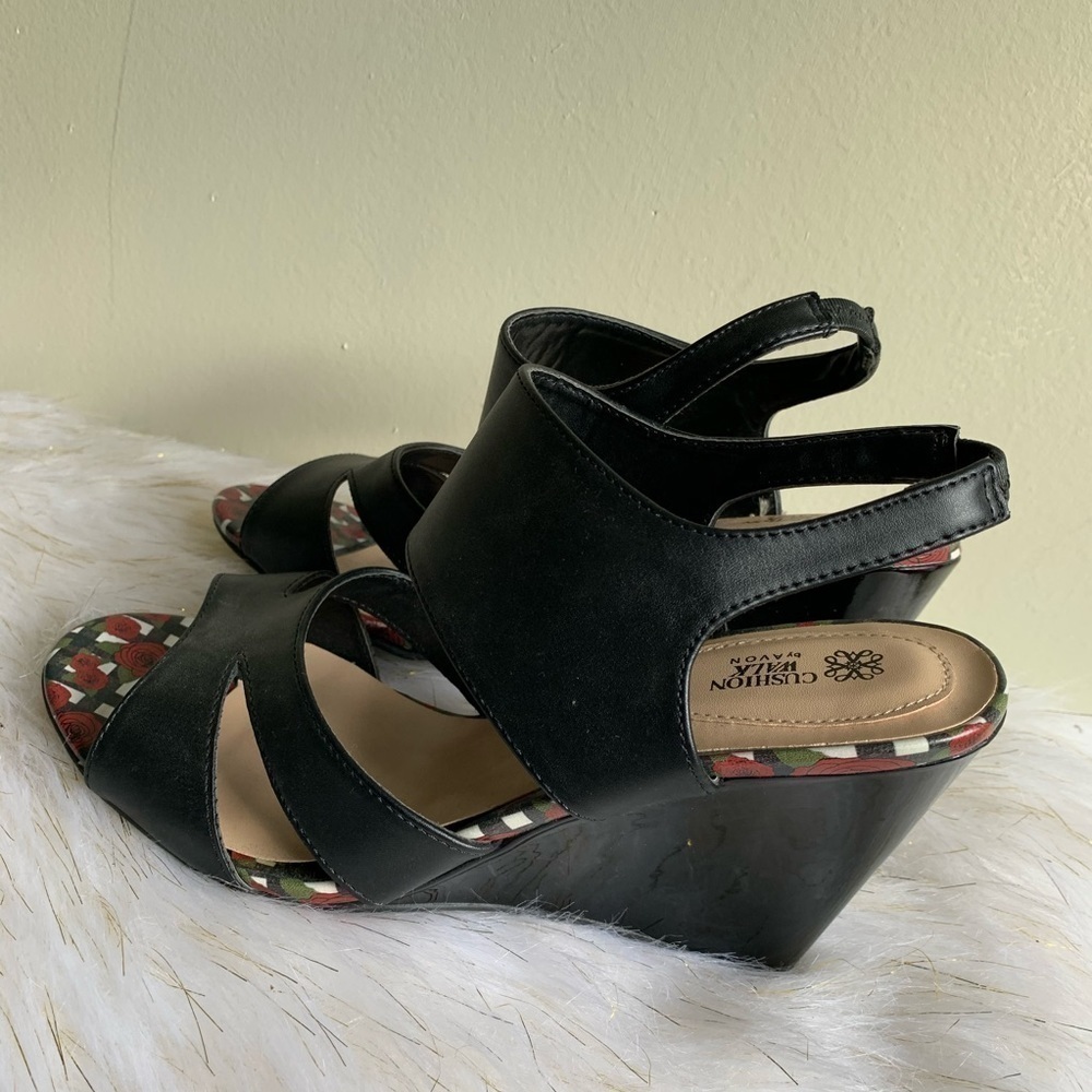 Cushion Walk by Avon black strappy wedge shoes - Picture 9 of 9